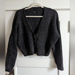 Black soft cropped cardigan